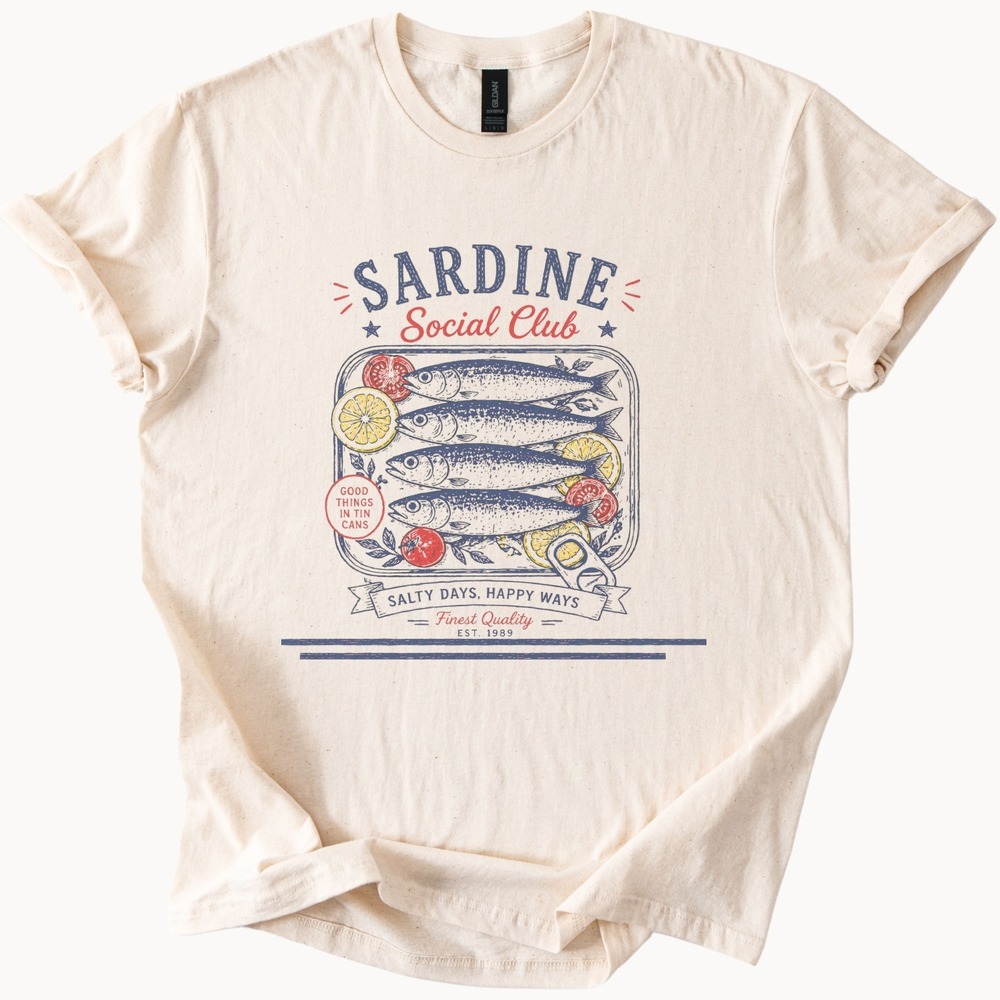 Sardine Social Club Graphic Tee Vintage Tin Can Illustration